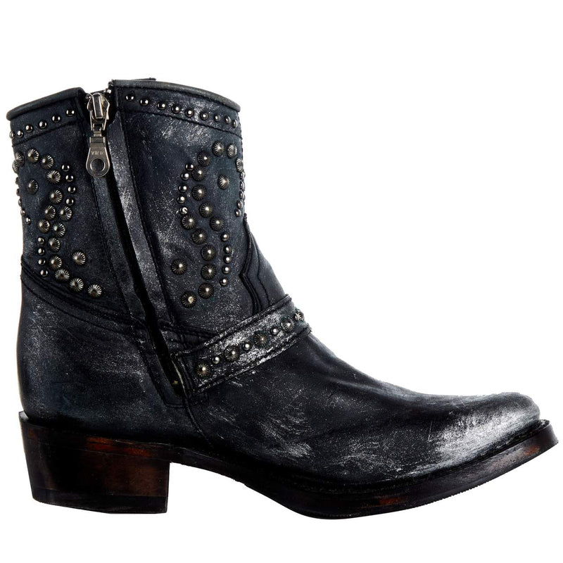 Corral Women's Black Harness Studs Ankle Boot Round Toe