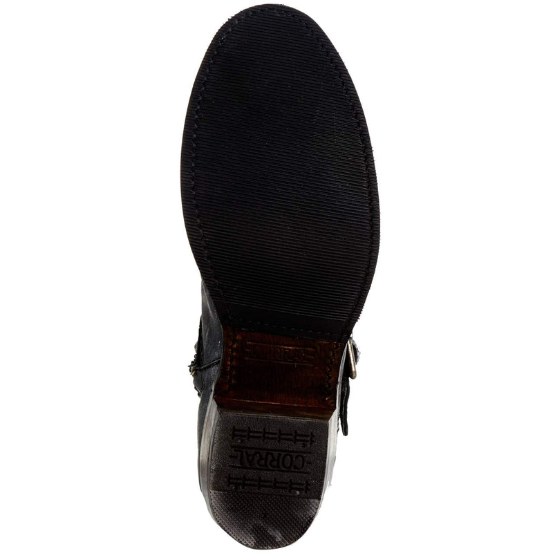 Corral Women's Black Harness Studs Ankle Boot Round Toe
