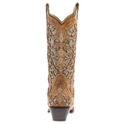 Corral Women`s Beige Inlay Studs & Crystal Snip Toe Boot