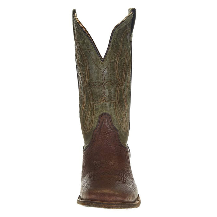 Corral Mens Brown Bull Shoulder Green Top Sq Toe Boot