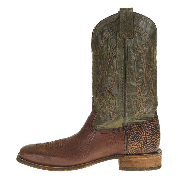 Corral Mens Brown Bull Shoulder Green Top Sq Toe Boot