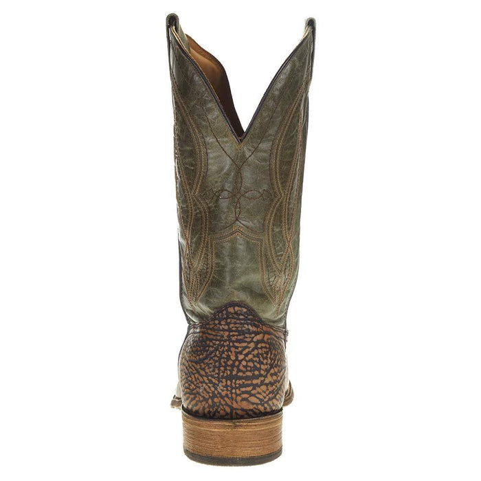 Corral Mens Brown Bull Shoulder Green Top Sq Toe Boot