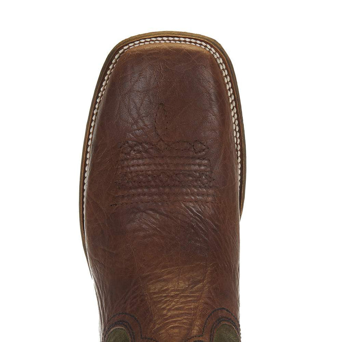 Corral Mens Brown Bull Shoulder Green Top Sq Toe Boot