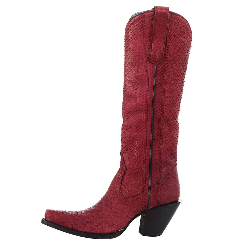 Corral Women`s Red Python 15in. Top Boot