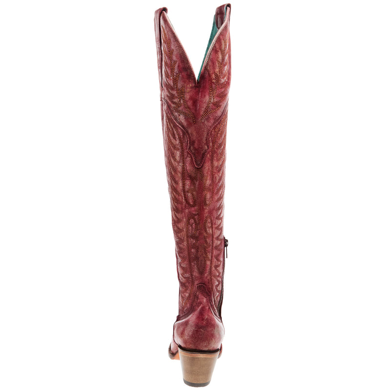 Corral Women`s Distressed Red Embroidered 20In Top Boot