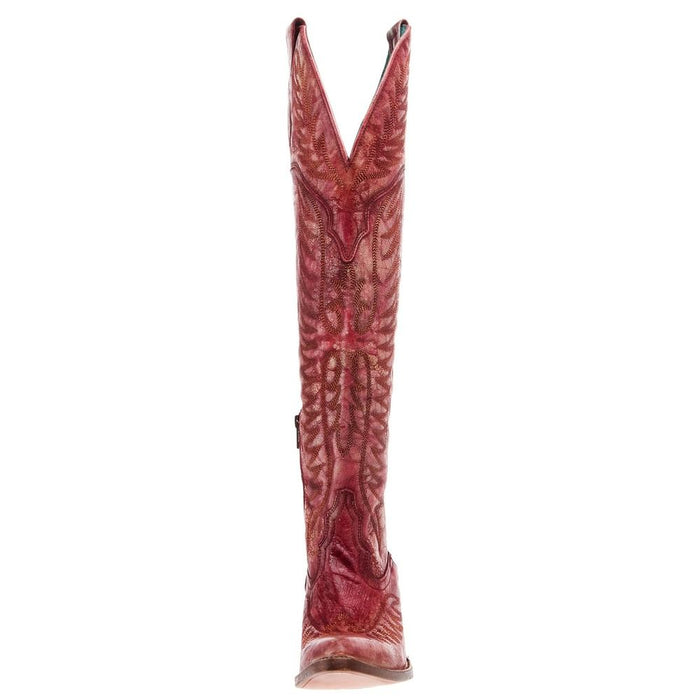 Corral Women`s Distressed Red Embroidered 20In Top Boot