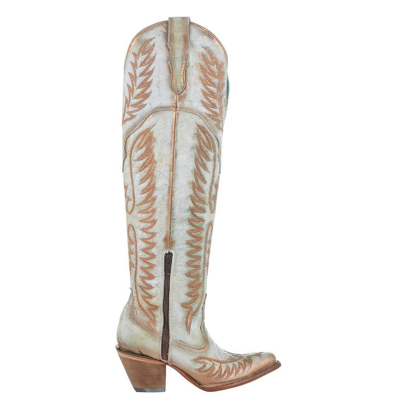Corral Women's White Embroidered 20in Top Boot