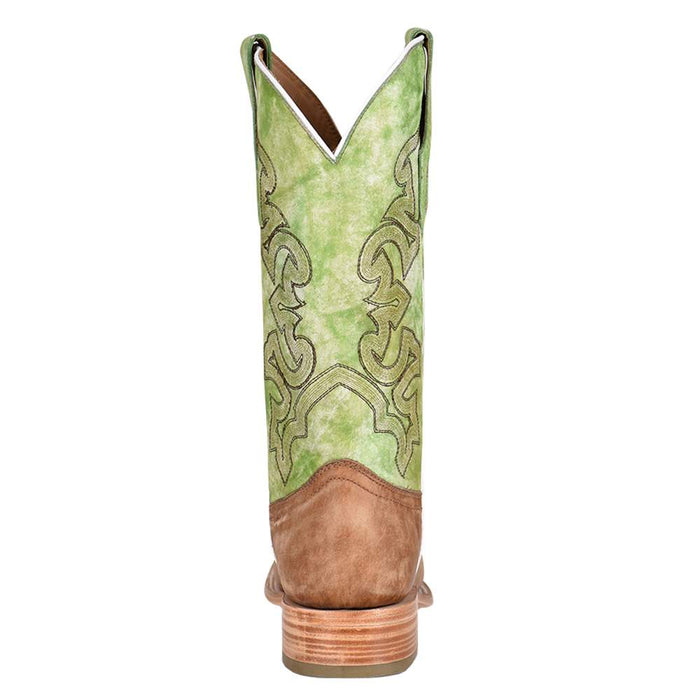Corral Men's Sand Cowhide 13in. Green Embroidered Top Square Toe Boot