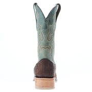 Corral Men`s Brown Ostrich Leg 12` Green Embroidery Top Sq Toe Boot
