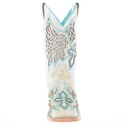 Corral Women's White Inlay Turquoise Embroidery 12 In Top Square Toe Boot