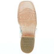 Corral Women's White Inlay Turquoise Embroidery 12 In Top Square Toe Boot