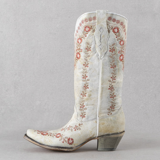 Corral Ivory Floral Embroiderd Boots