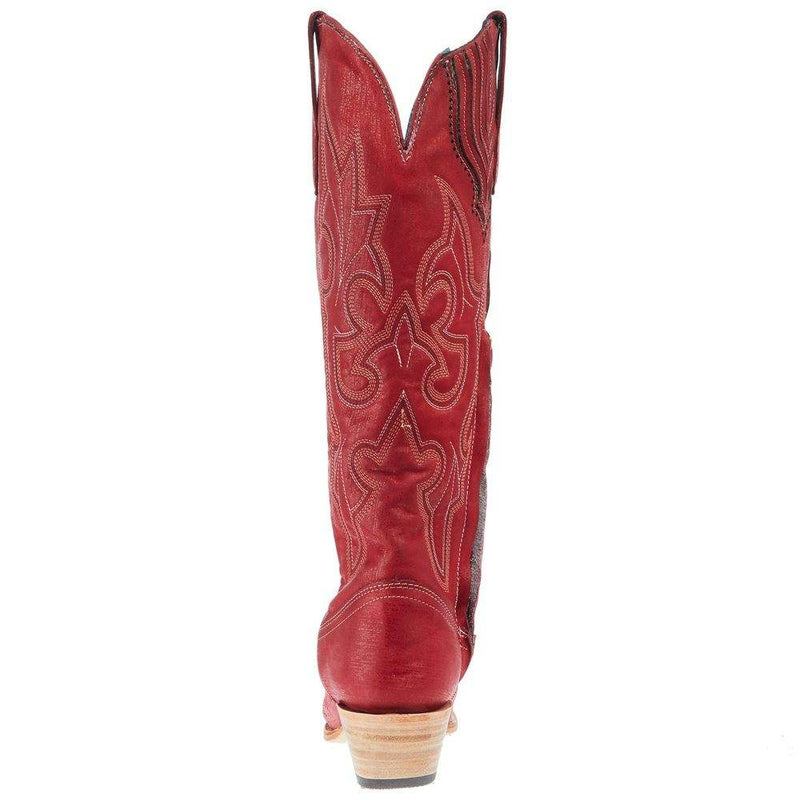 Corral Womens Red Embroidery 17 In Top Snip Toe Cowgirl Toe