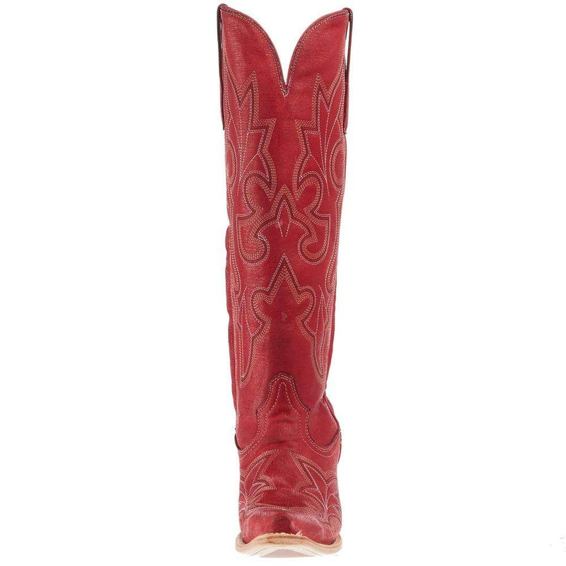 Corral Womens Red Embroidery 17 In Top Snip Toe Cowgirl Toe