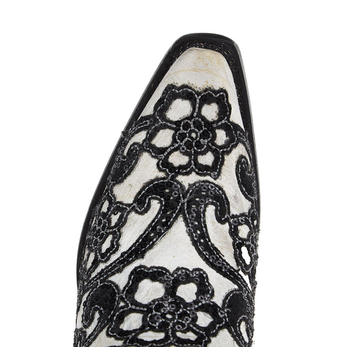 Corral Women's White Floral Overlay Vamp 15in. Matching Top Boot