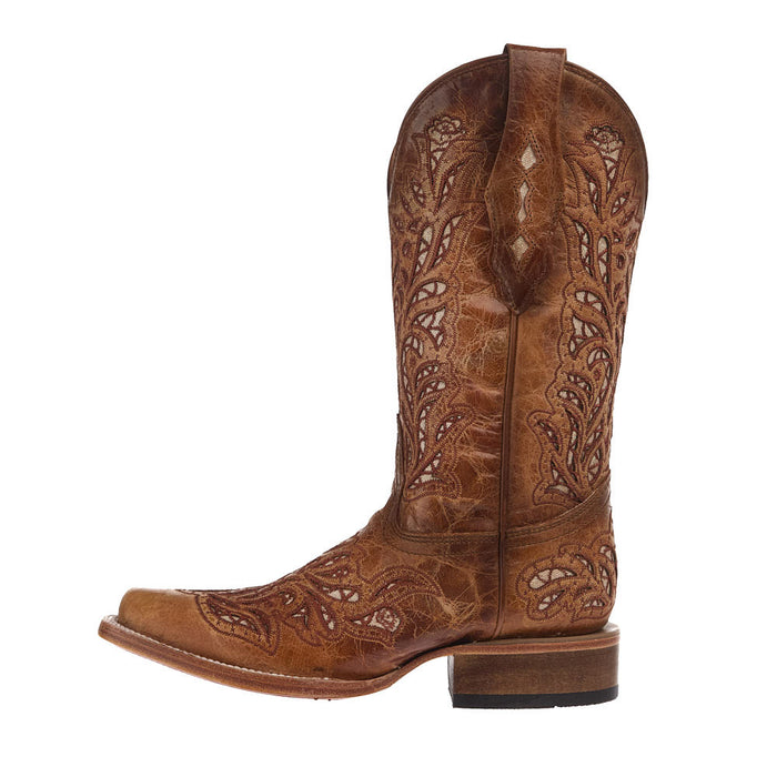 Corral Women's Sand Inlay Vamp 13in Matching Top Boot