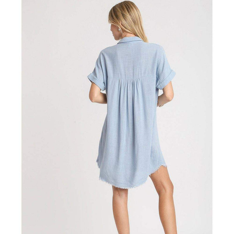 Umgee Usa Inc. Women's Denim Linen Frayed Hem Dress — NRS