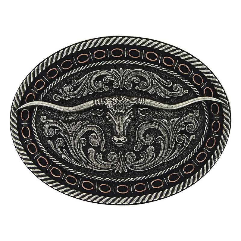 Montana Silversmiths Antiqued Barbed Longhorn Attitude Buckle