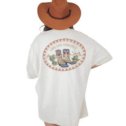 Dibs Apparel Women's Long Live Cowgirls Cream Tee