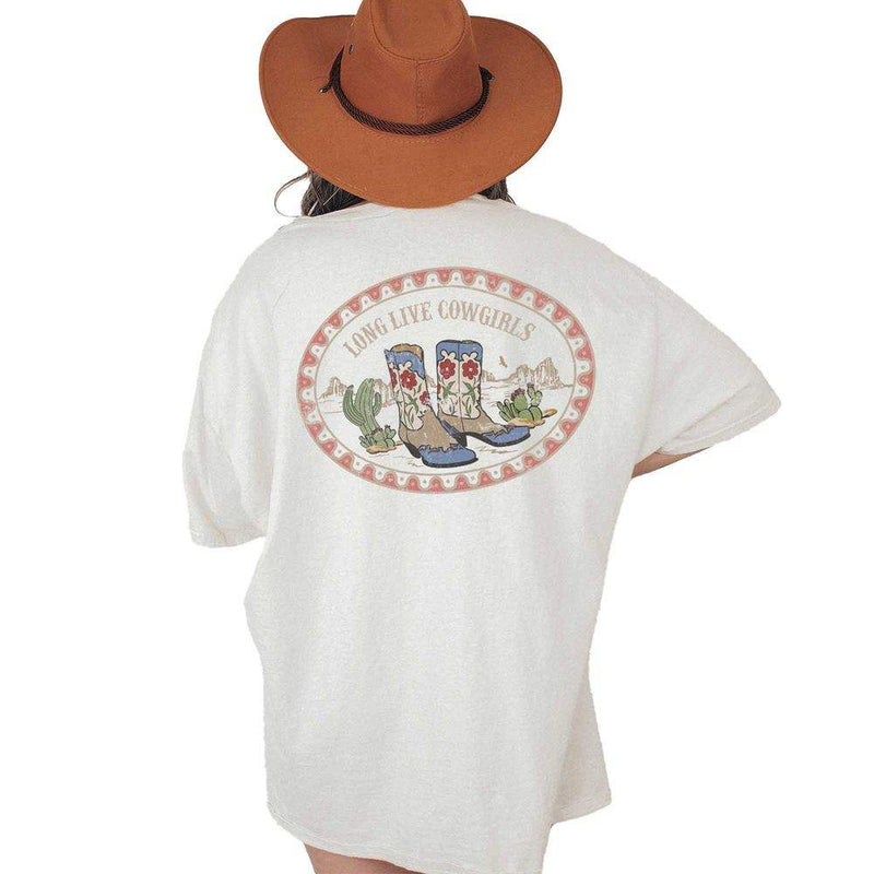 Dibs Apparel Women's Long Live Cowgirls Cream Tee