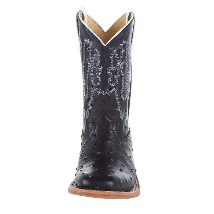 Anderson Bean Kid's Black Impostrich Goat Top Cowboy Boot