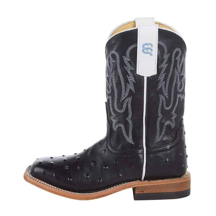 Anderson Bean Kid's Black Impostrich Goat Top Cowboy Boot