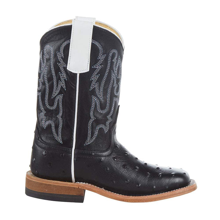 Anderson Bean Kid's Black Impostrich Goat Top Cowboy Boot