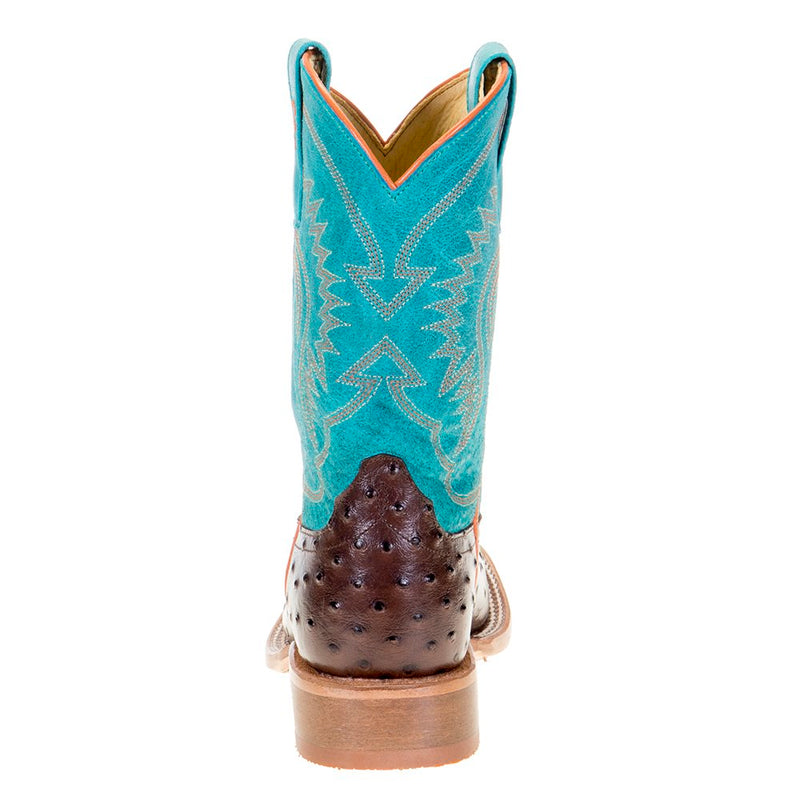 Anderson Bean Kids Chocolate Impostrich Turquoise Sinsation Top Cowboy Boots