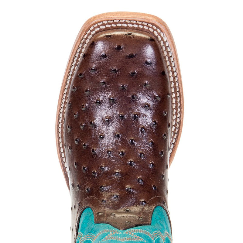 Anderson Bean Kids Chocolate Impostrich Turquoise Sinsation Top Cowboy Boots