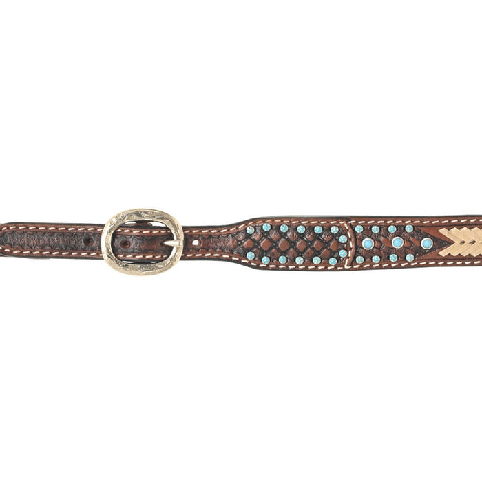 Rafter T Ranch Company Turquoise Stone Basket Stamp Wither Strap