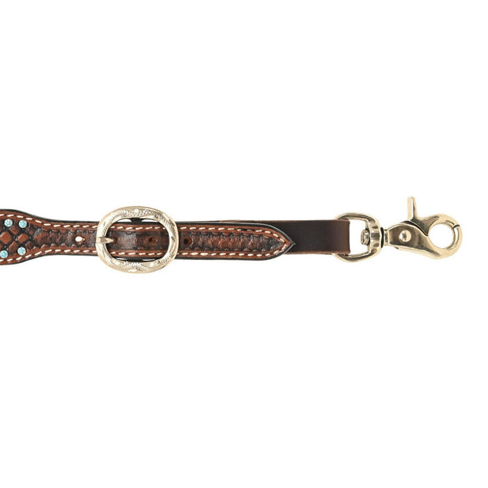Rafter T Ranch Company Turquoise Stone Basket Stamp Wither Strap