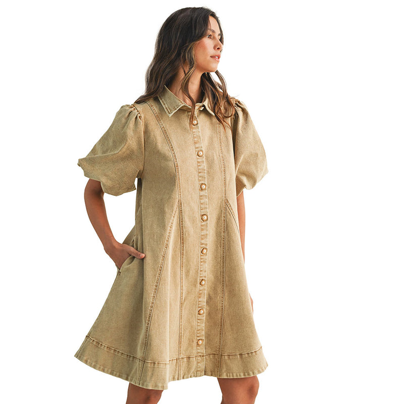 Anniewear Women's Latte Balloon Mini Dress