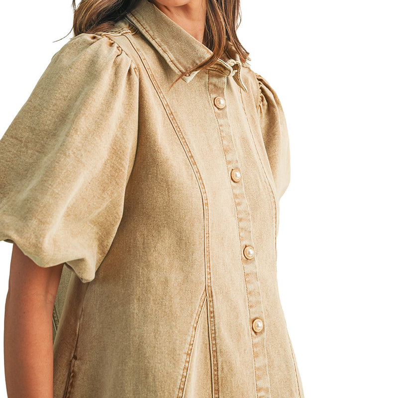 Anniewear Women's Latte Balloon Mini Dress