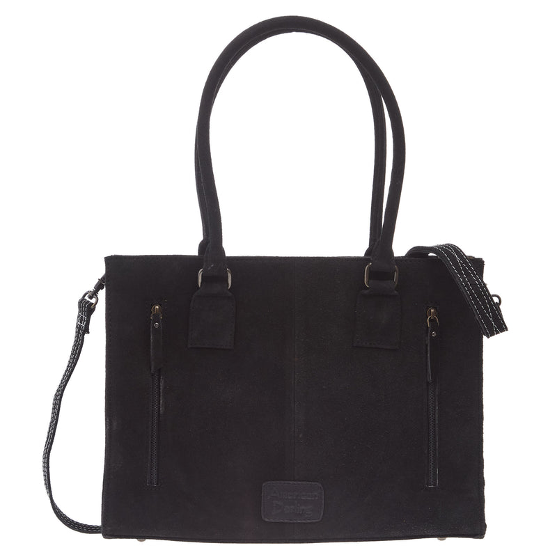 American Darling Black Suede Boot Stitch Tote
