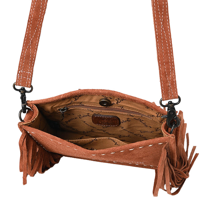 American Darling Brown Boot Stitch Fringe Bag