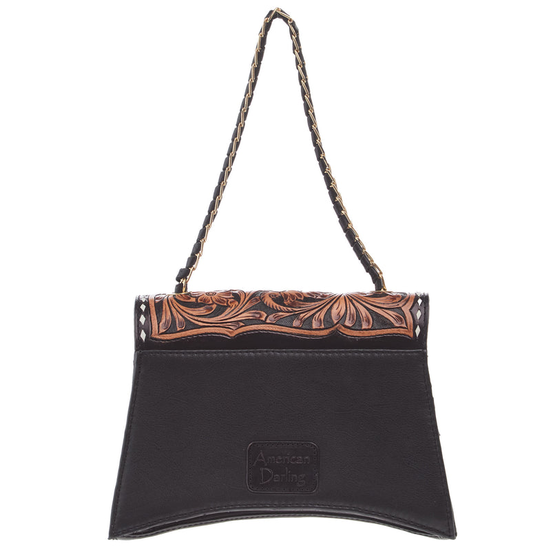American Darling Black W/ Tooled Leather Crossbody