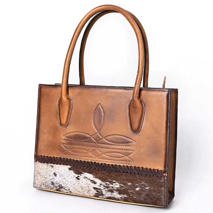 American Darling Boot Stitch and Cow Hide Tote