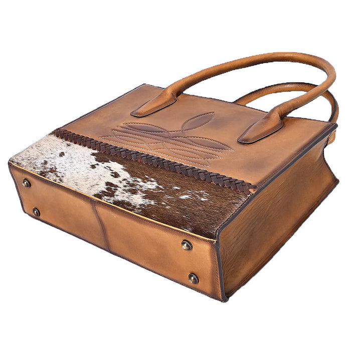 American Darling Boot Stitch and Cow Hide Tote