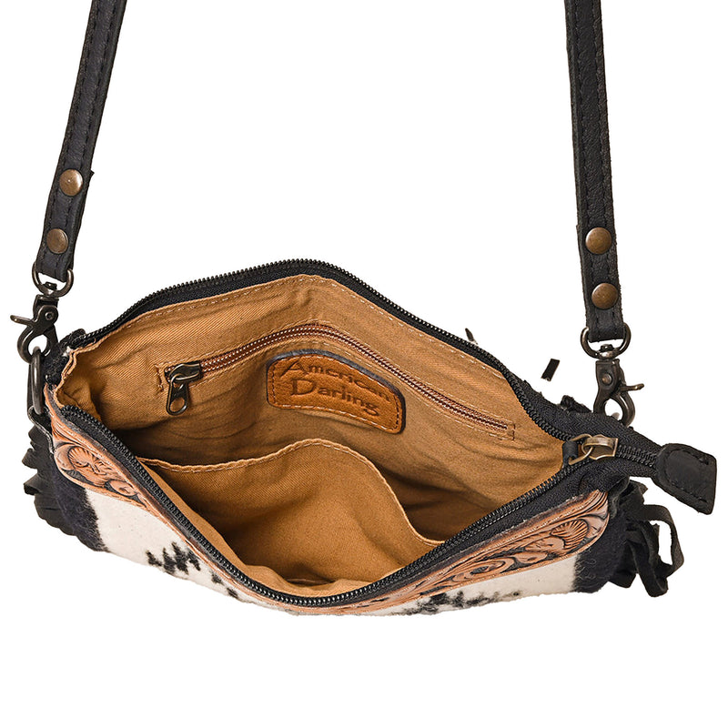 American Darling Saddle Blanket Black/White Fringe Crossbody