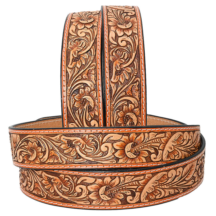 American Darling Tan Tooled Floral Belt