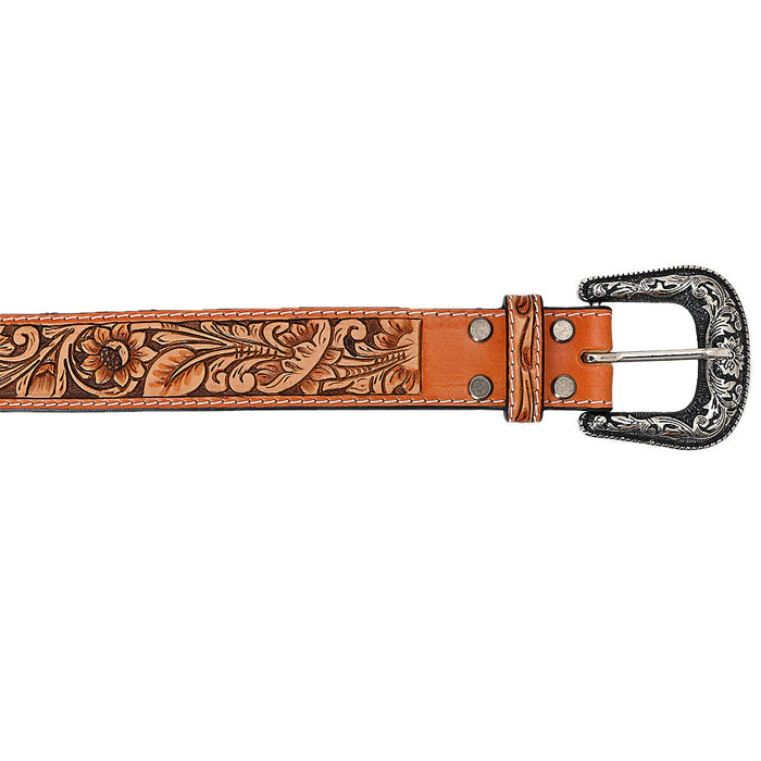 American Darling Tan Tooled Floral Belt