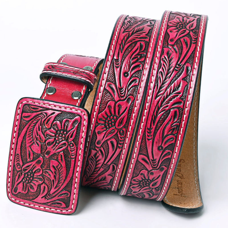American Darling Pink Tooled Leather Belt