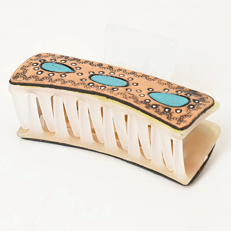 American Darling Tooled Leather Hair Clip
