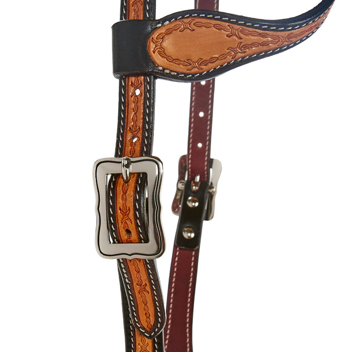 NRS Black Edge with Barbwire Single Ear Headstall