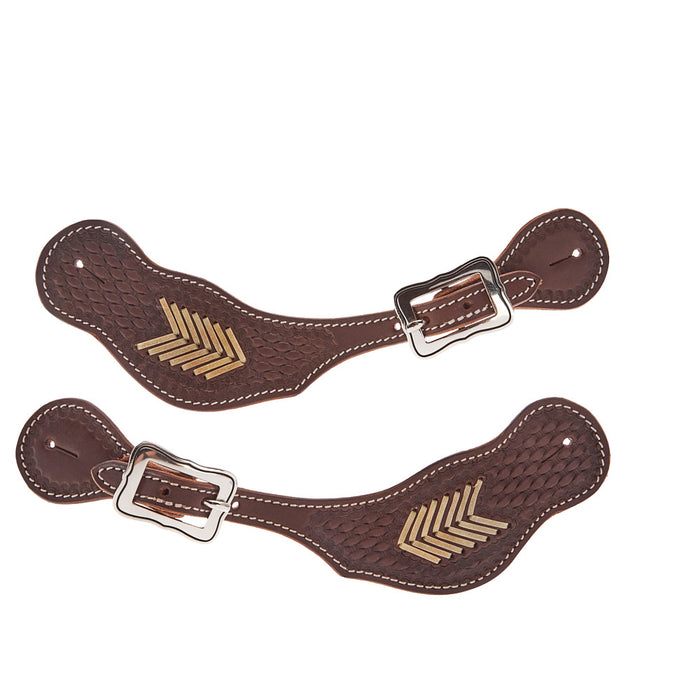 NRS Silver Buckle Rawhide Arrow Spur Straps