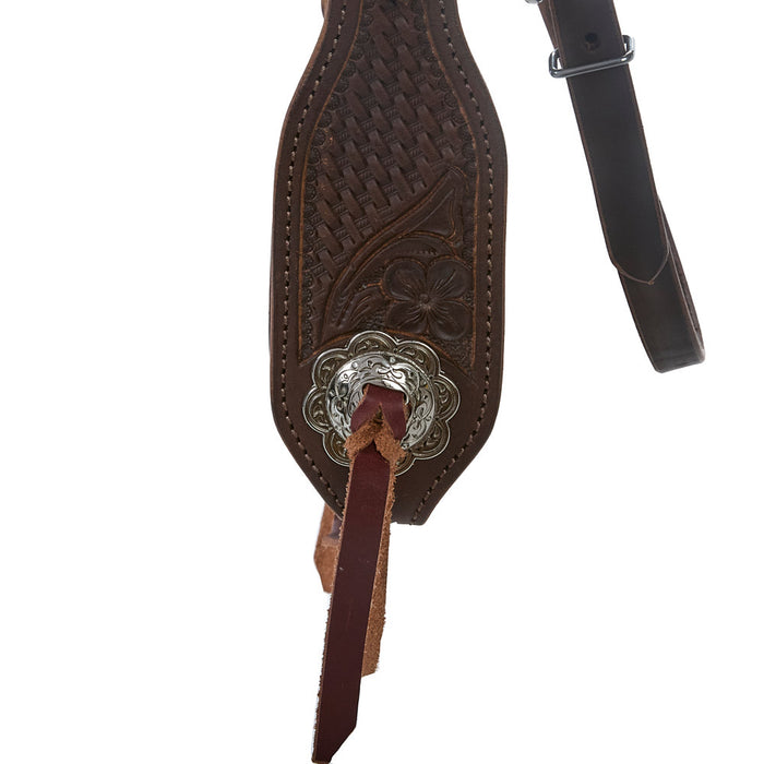 NRS Natural Basket Stamp Floral Combo Browband and Breast Collar Tack Set