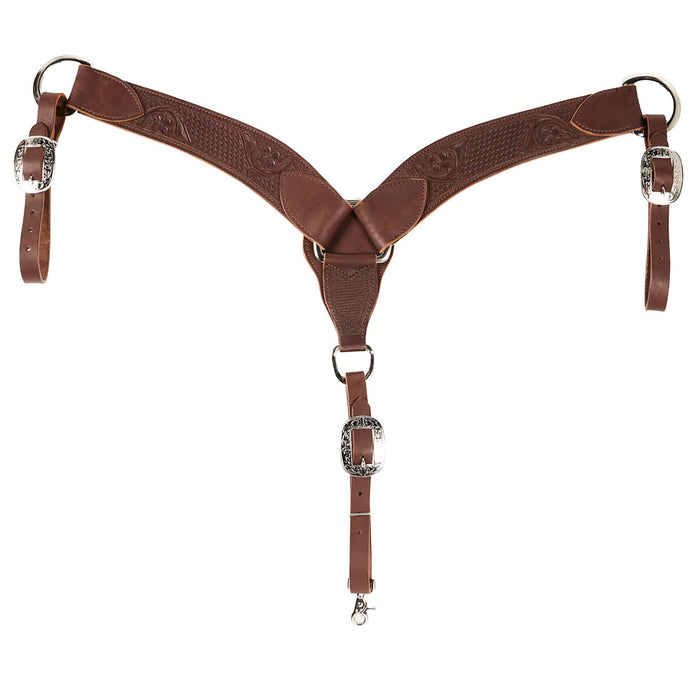 NRS Natural Basket Stamp Floral Combo Browband and Breast Collar Tack Set