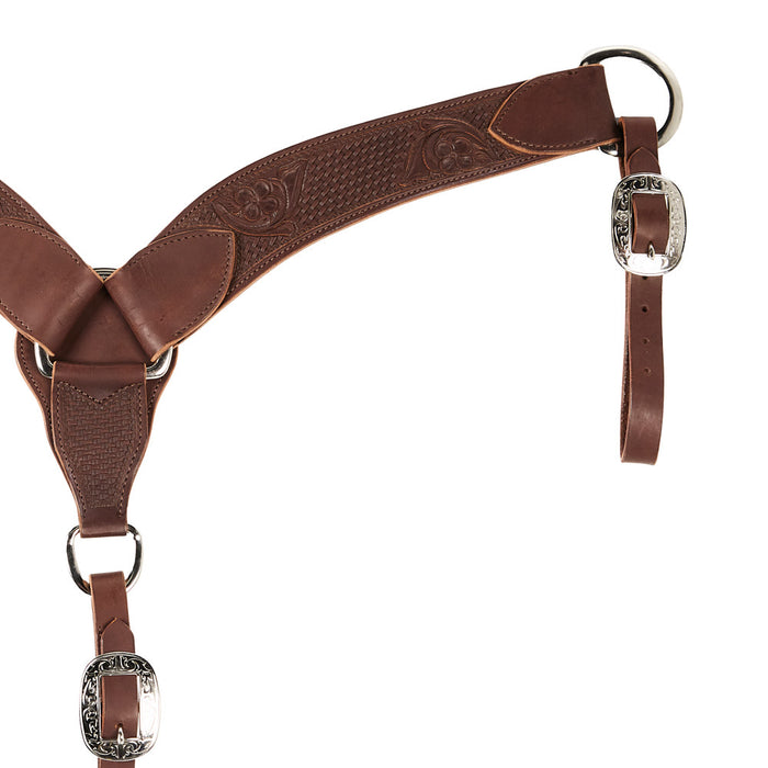NRS Natural Basket Stamp Floral Combo Browband and Breast Collar Tack Set
