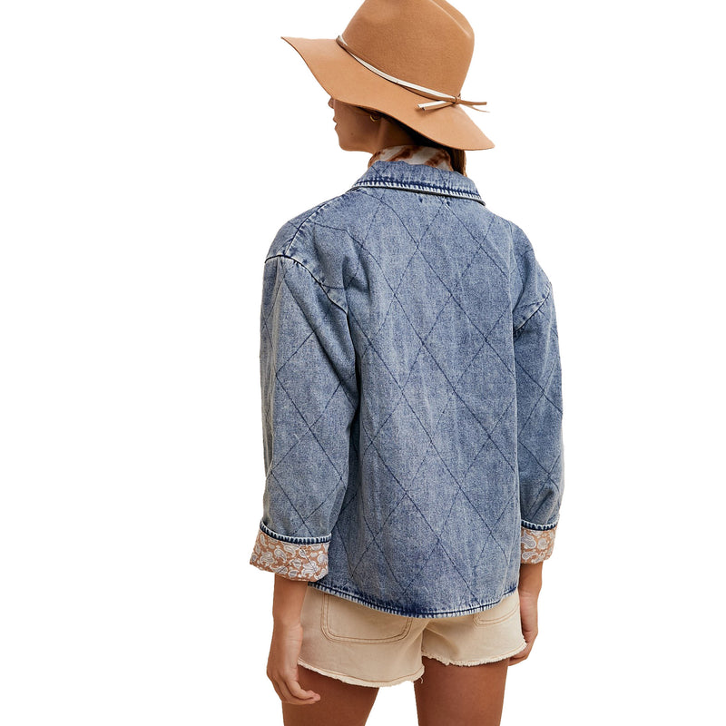 Anniewear Women's Medium Denim Quilted Jacket