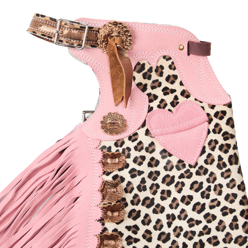 Arrow M Saddlery Cheetah and Pink Heart 4-5T Youth Chap